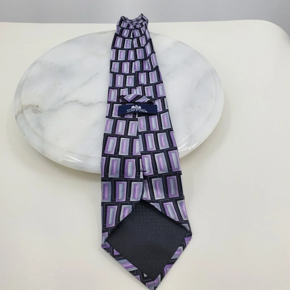 Stafford Stacy Adams‎ Rossi Man Necktie Lot 3 Ties 1 Pocket Square Blue Purple